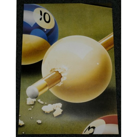 poster cue with pool balls